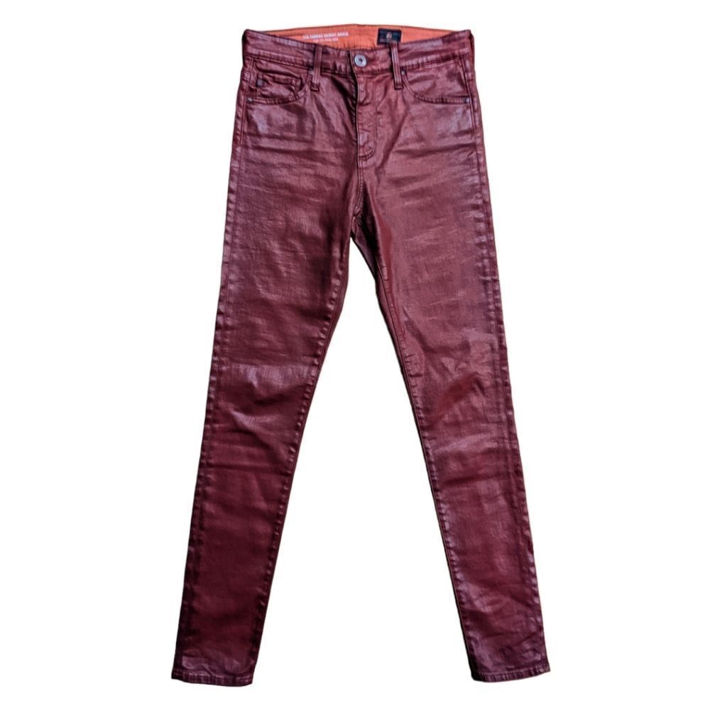 AG Adriano Goldschmied The Farrah Skinny Ankle High-Rise Red Coated Jeans 26R
